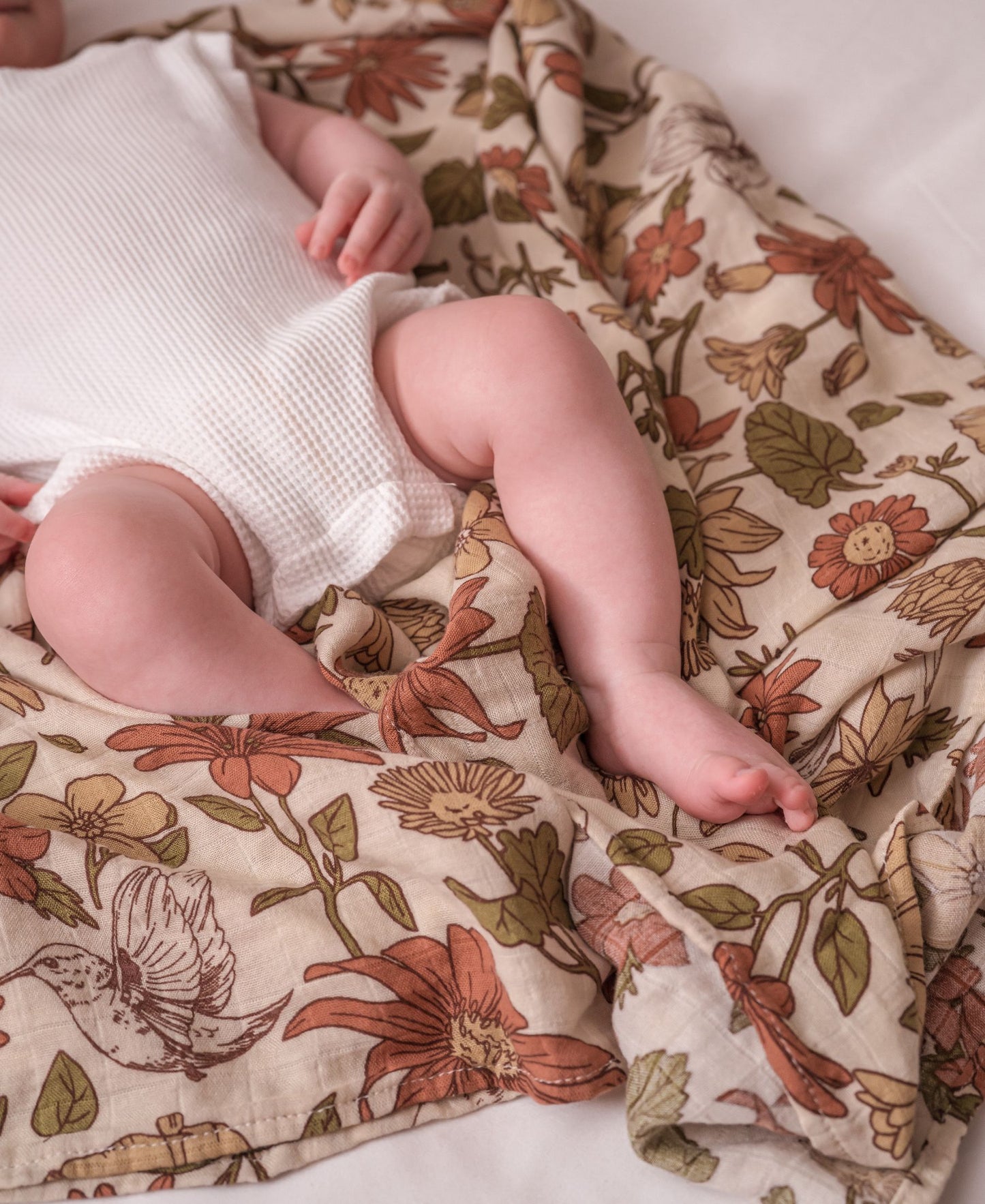 The Brown Floral Muslin Swaddle - Mahbub