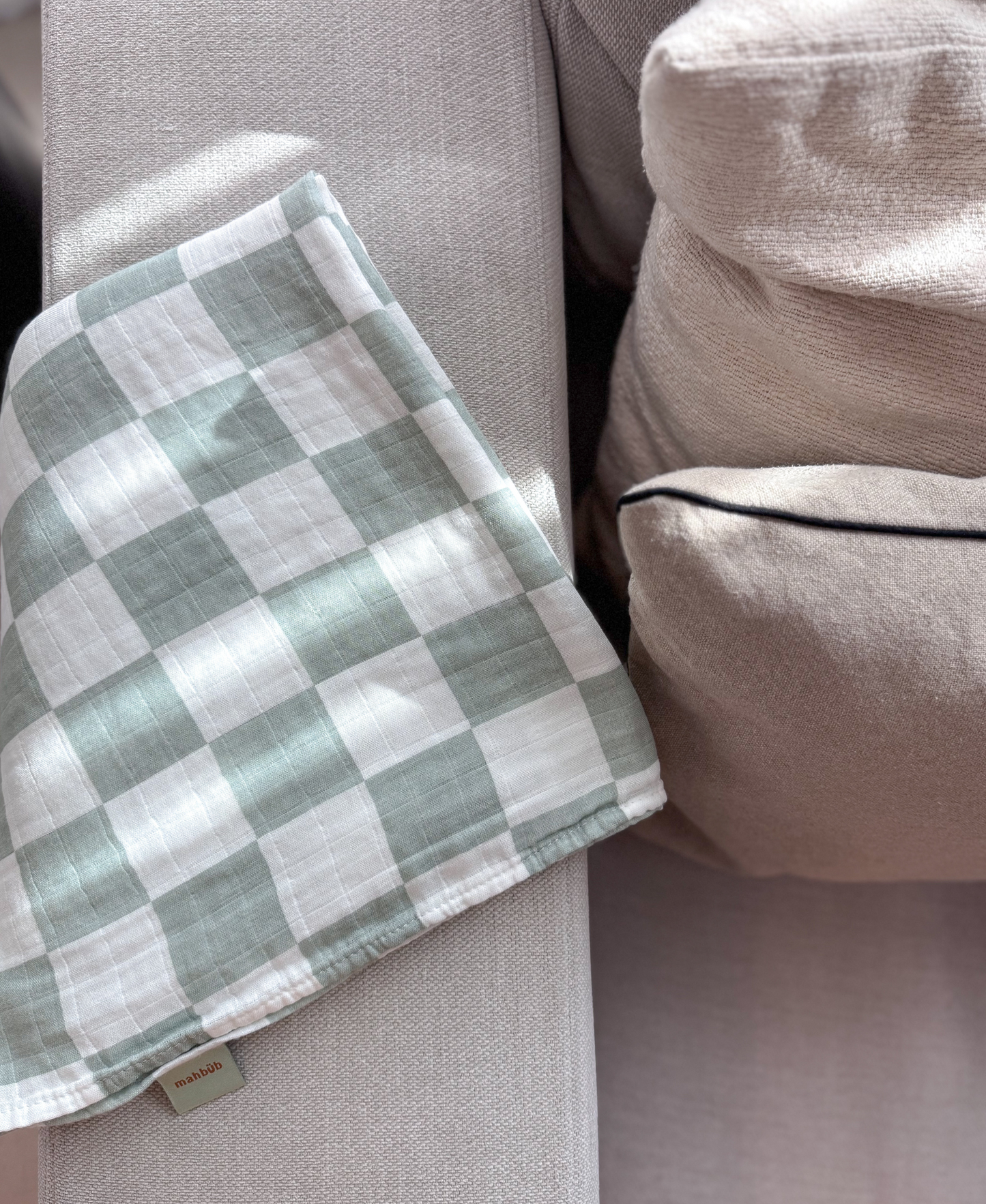 The Sage Check Muslin Swaddle - Mahbub